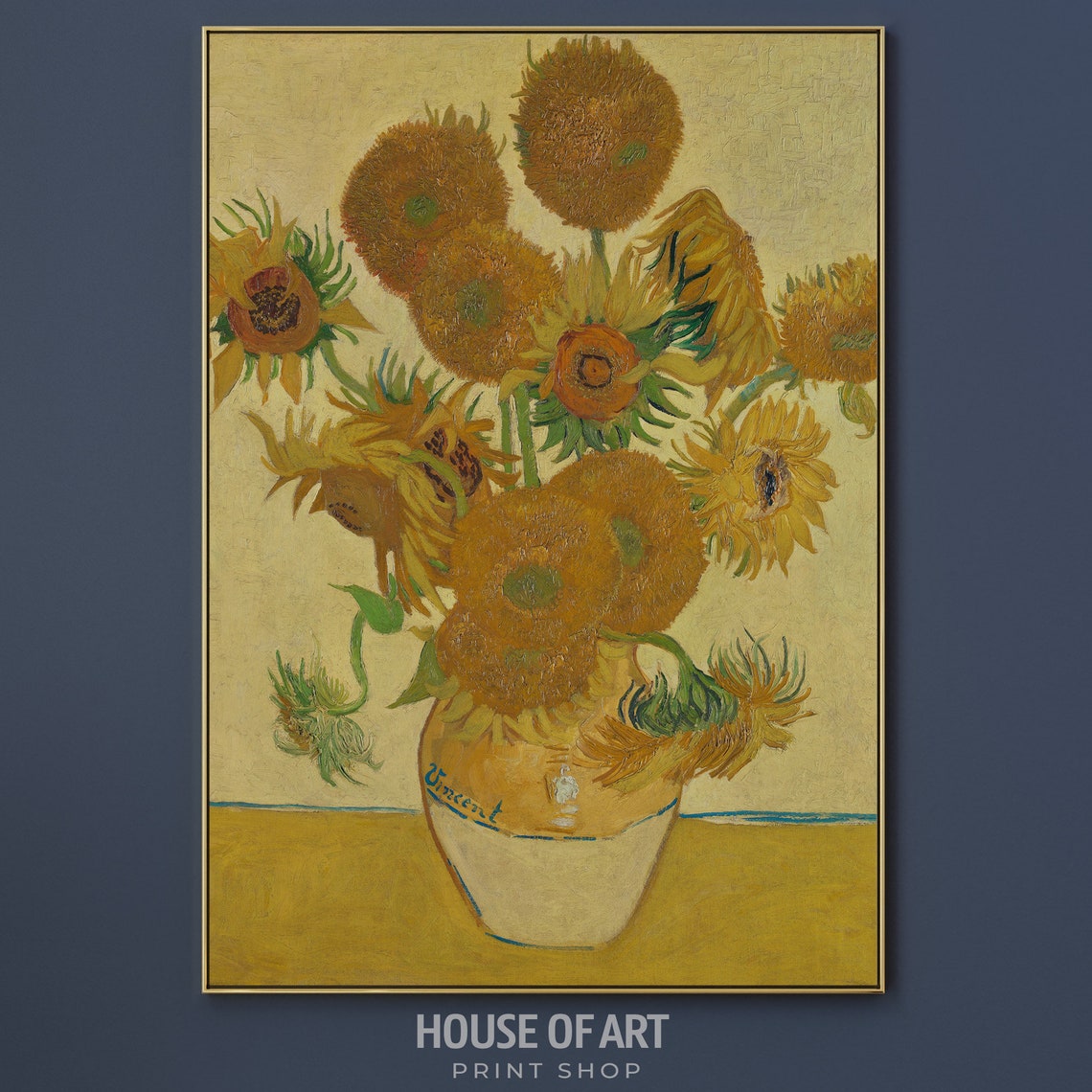 Sunflowers Oil Painting Bouquet Of Flowers In Vase Vintage Still Life Painting Famous Art Yellow Art Print Floral Wall Art - Image 3
