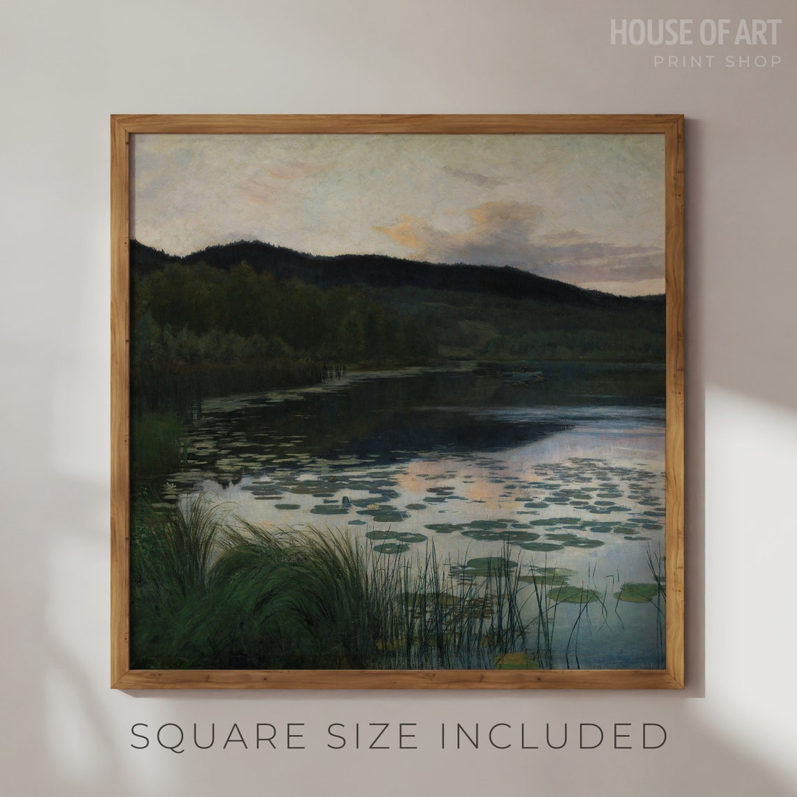 Twilight Lake Lily Pads Dusk Forest Hills Impressionist Poster - Image 2