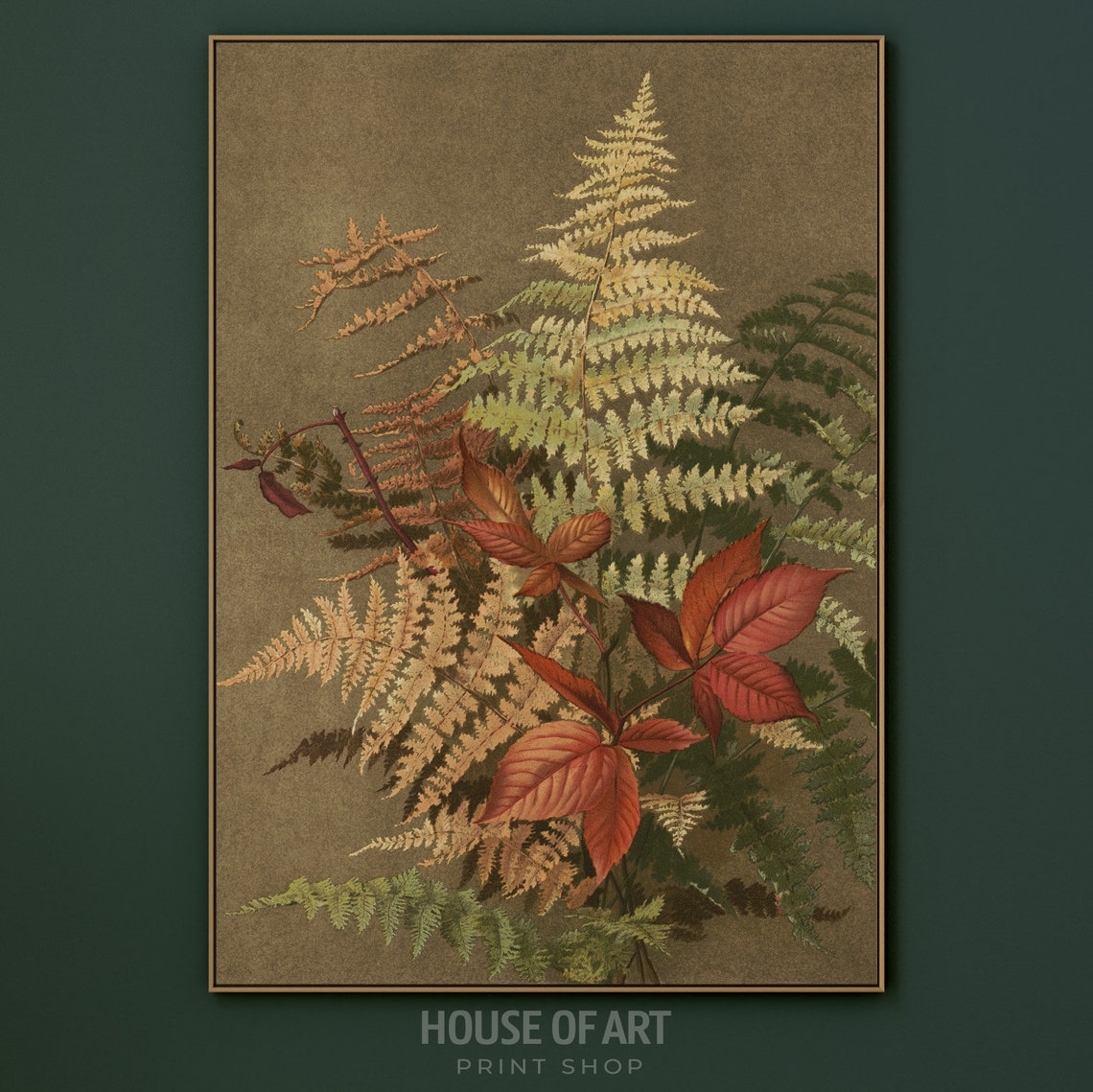 Autumn Ferns Chromolithograph Vintage Botanical Earthy Tones Art Print - Image 3