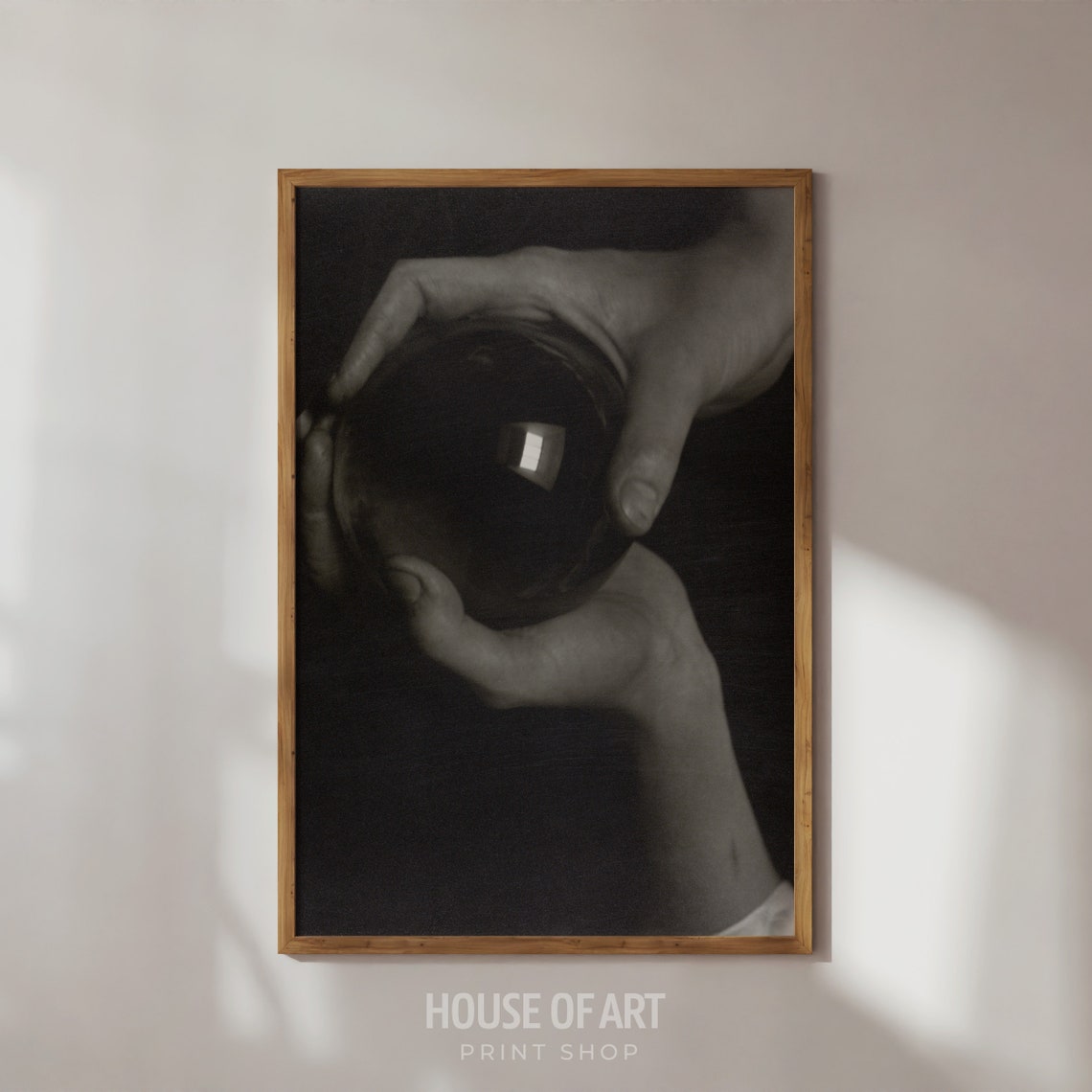 Hands Art Print Vintage Photograph Of Hands Holding A Glass Ball Mystic Palladium Print Feminine Gallery Wall Print Wall Art