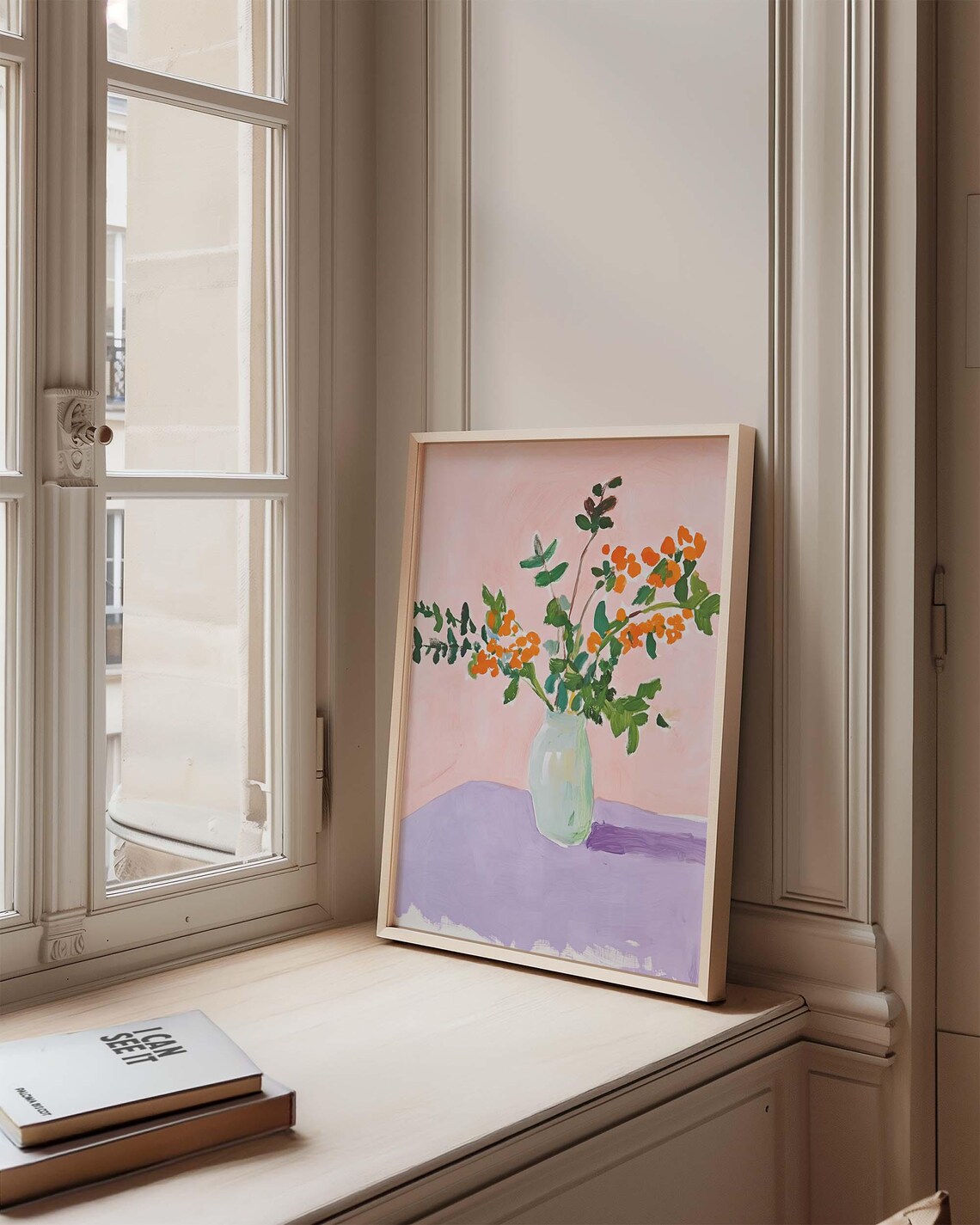 Painterly Floral Vase, Bold Boho Botanical Still Life - Image 3