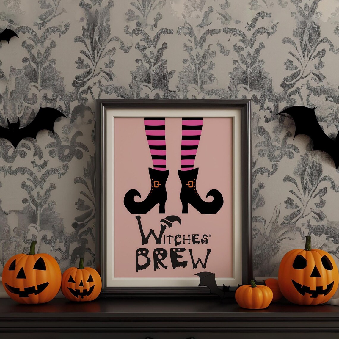 Witches Brew Witch Legs Pink Halloween Spooky Cute Art Poster