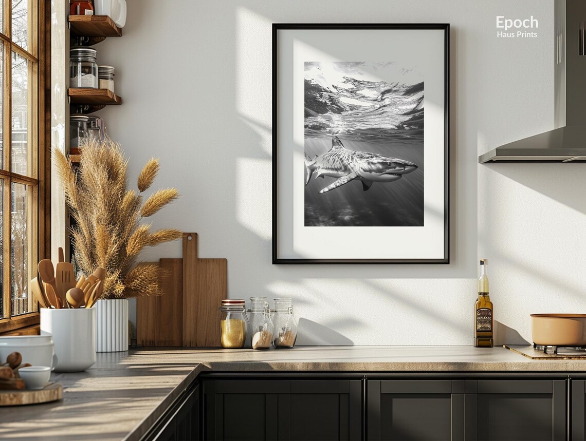 Black And White Tiger Shark Swimming Toward The Camera Poster - Image 3