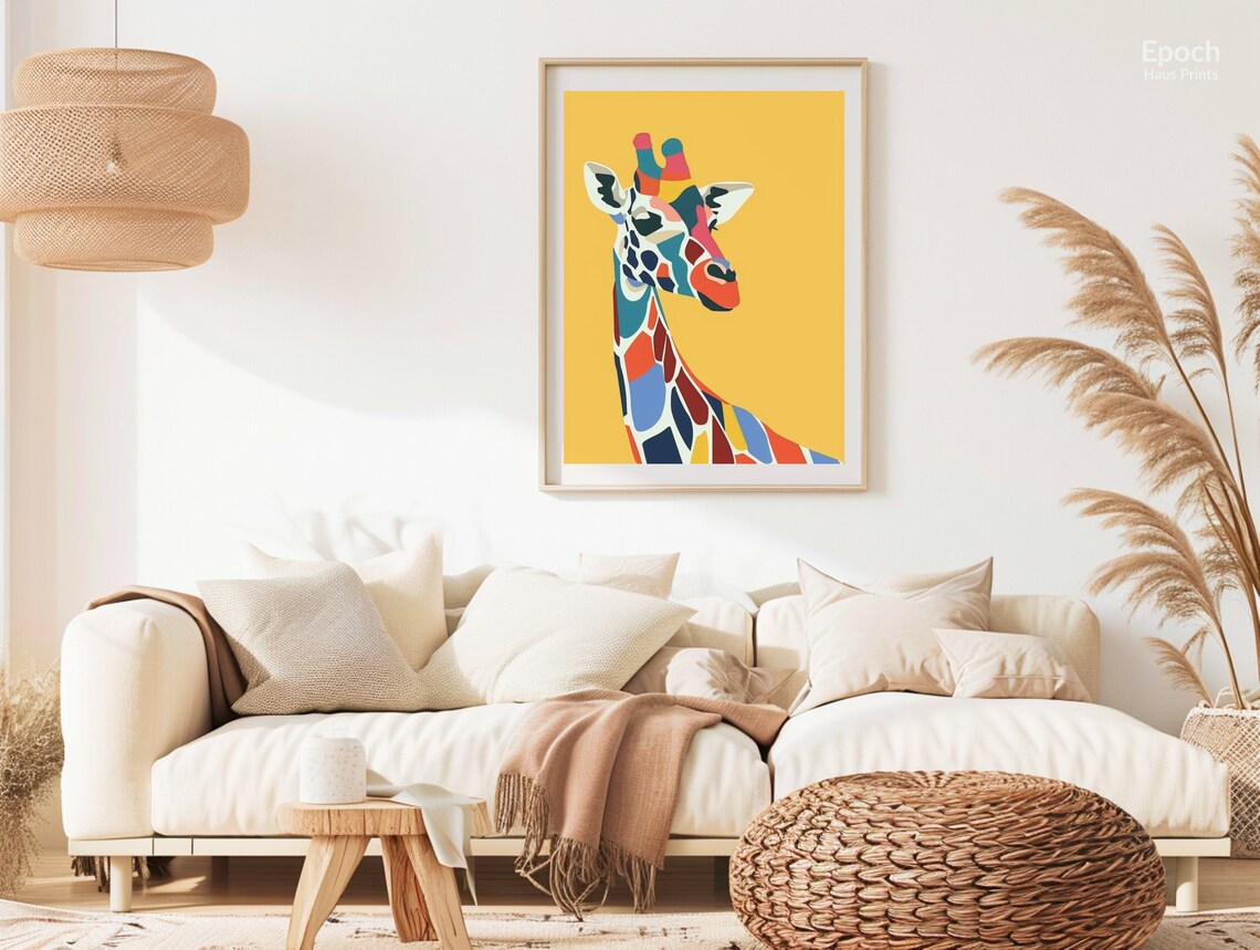 Rainbow Patterned Giraffe, Minimalist Art Print - Image 3
