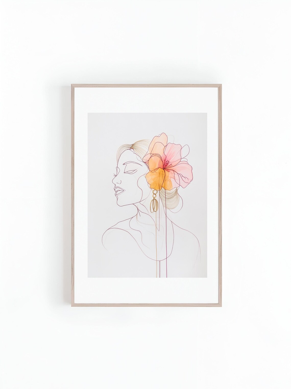 Abstract Line Drawing Of Woman, Minimalist Art