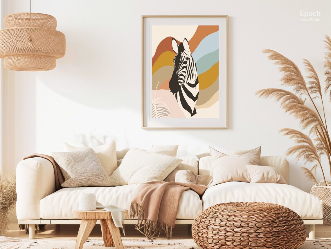 Rainbow Patterned Zebra, Minimalist Animal Print - Image 2