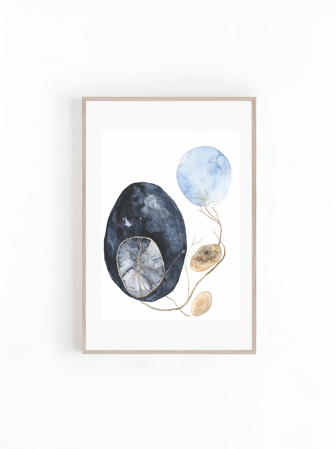 Abstract Blue Botanicals Nordic Abstract Oil Painting