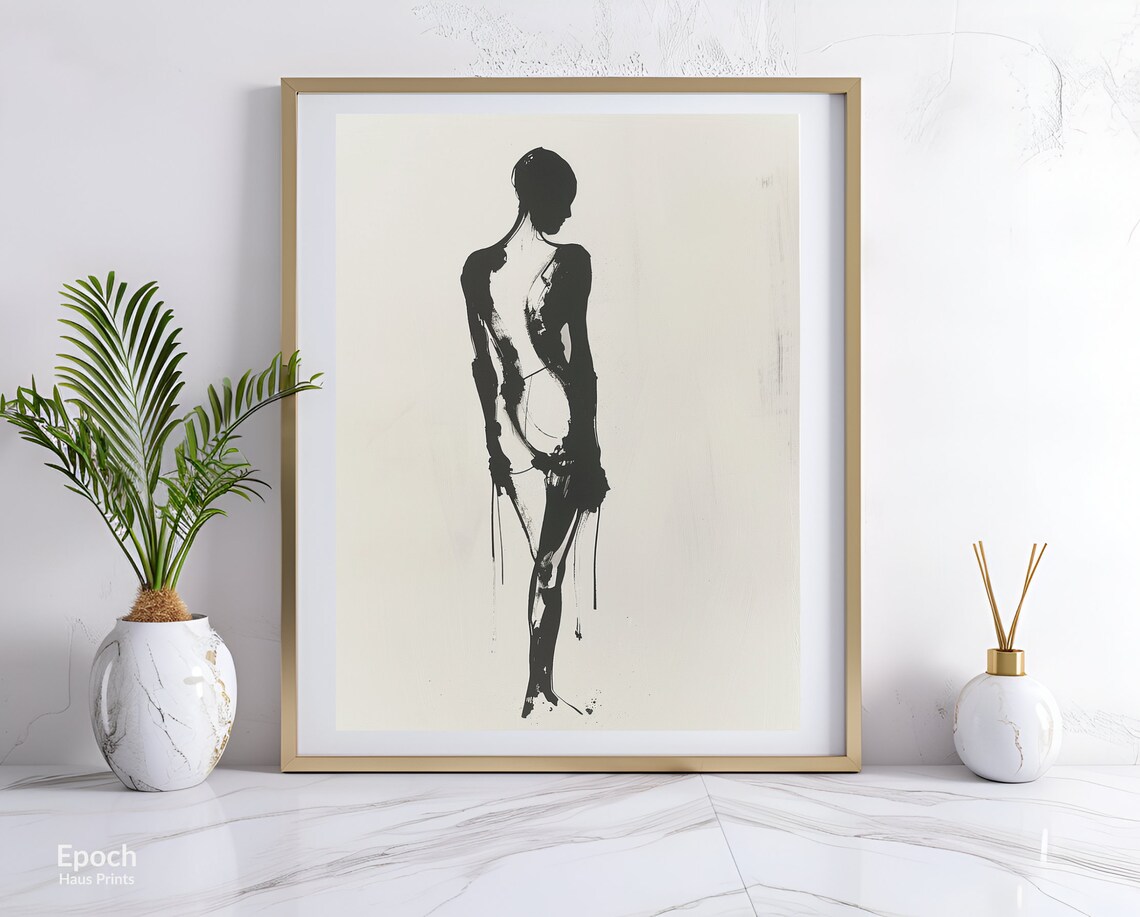 Abstract Woman Stencil Line Art, Minimalist Print