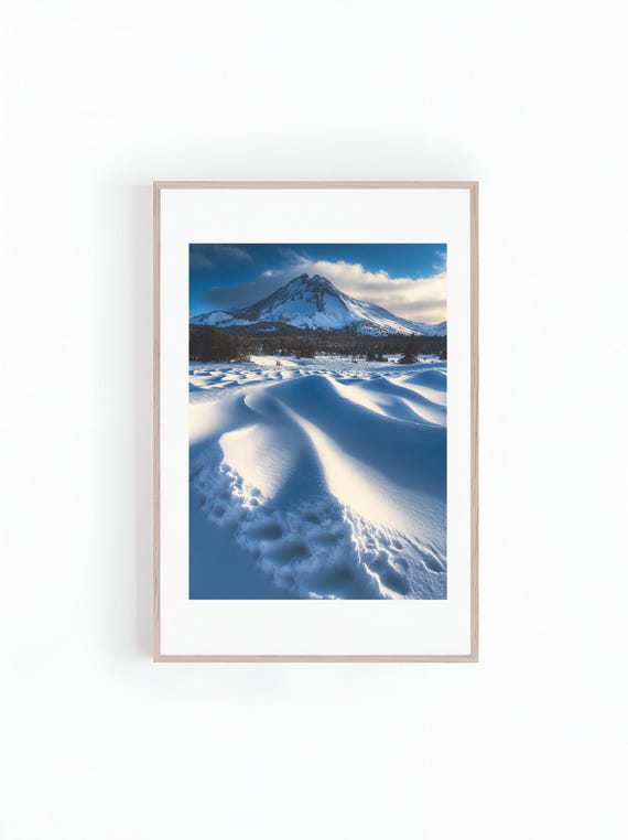 Photo Of River Forest And Mountain Ranges Snowy Winter Beautiful Landscape Photo Minimalist Wall Art Print Instant