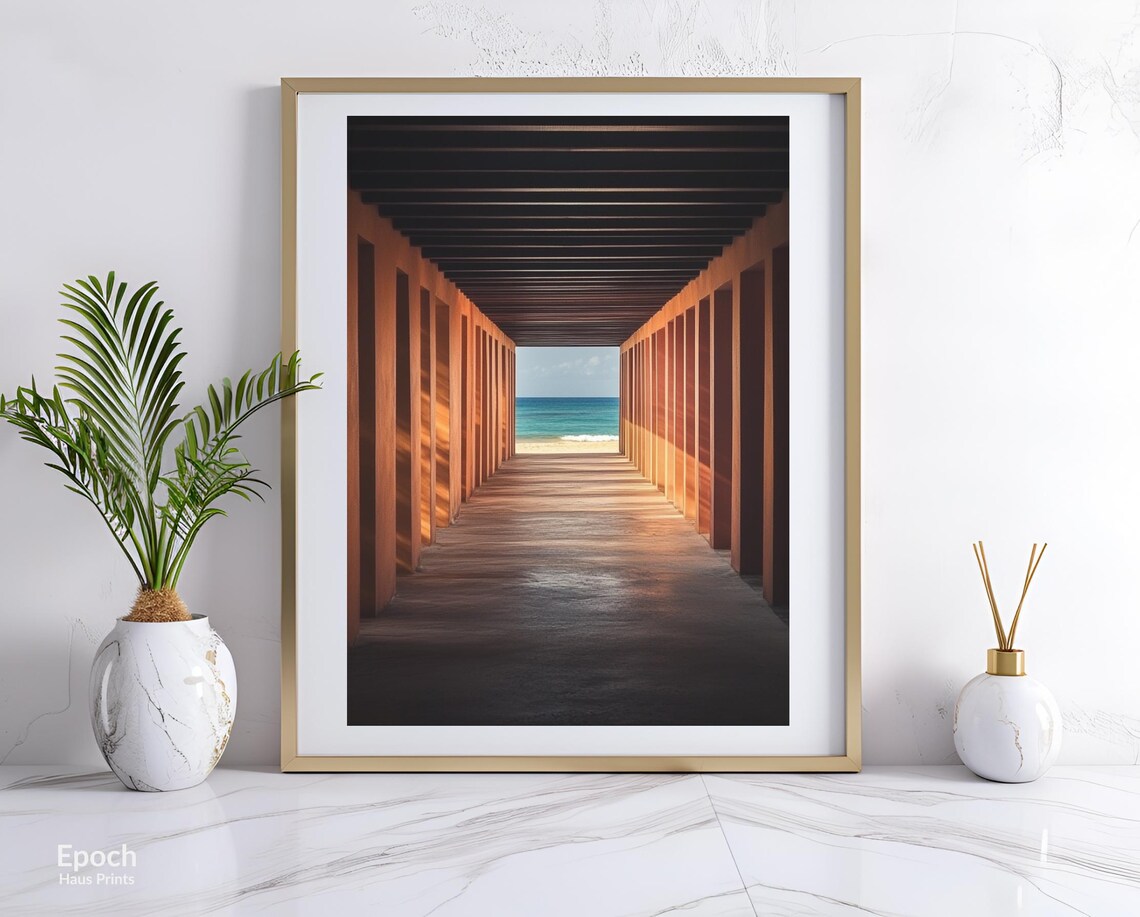 Beach Sunset Hallway, Geometric Architecture Poster - Image 3