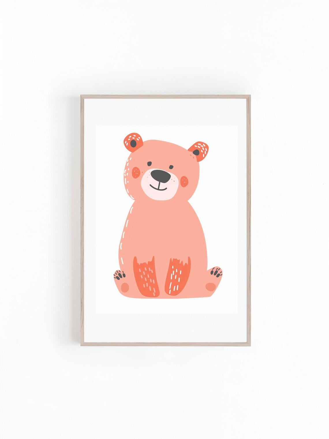 Pink Bear Nursery Art Print, Gender Neutral