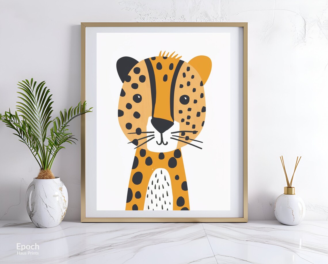 Cheetah Cat Drawings, Nursery Wall Art - Image 3
