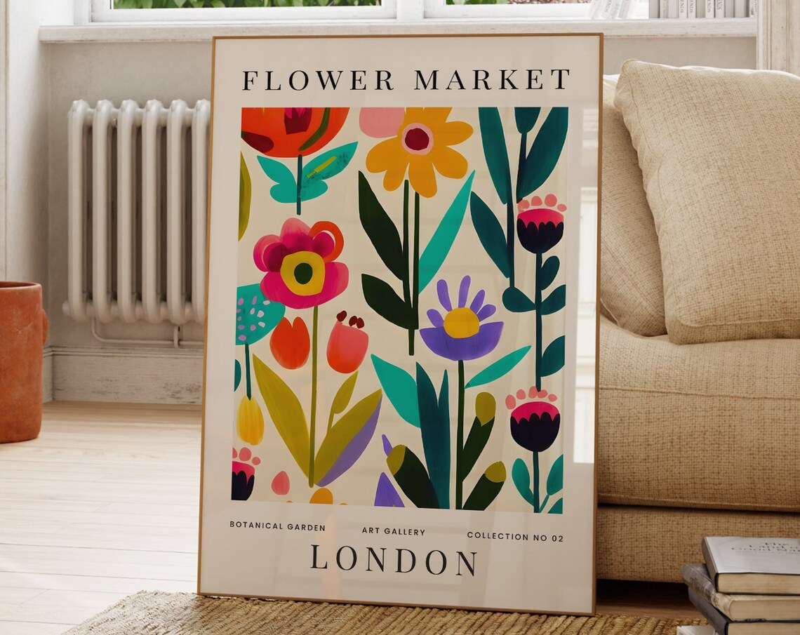 London Flower Market No 2 Colourful Abstract Floral Garden Art Poster