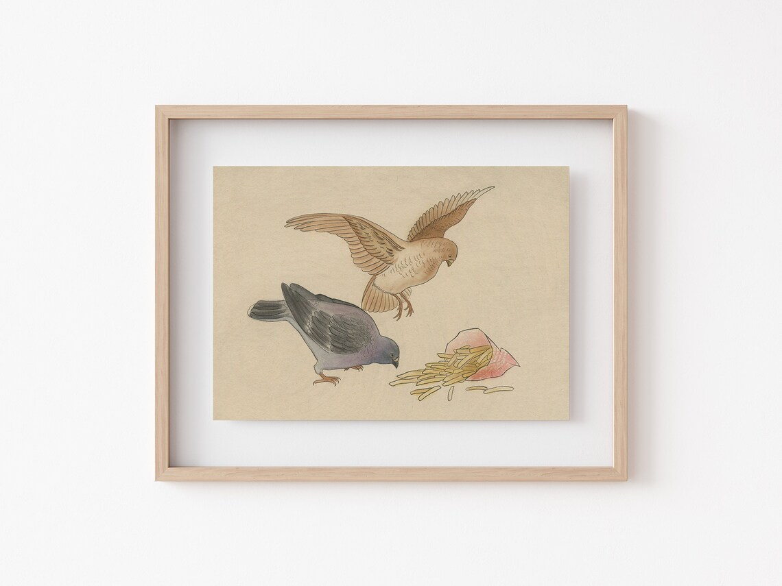 NYC Pigeon Illustration, Woodcut Style Art Print - Image 2