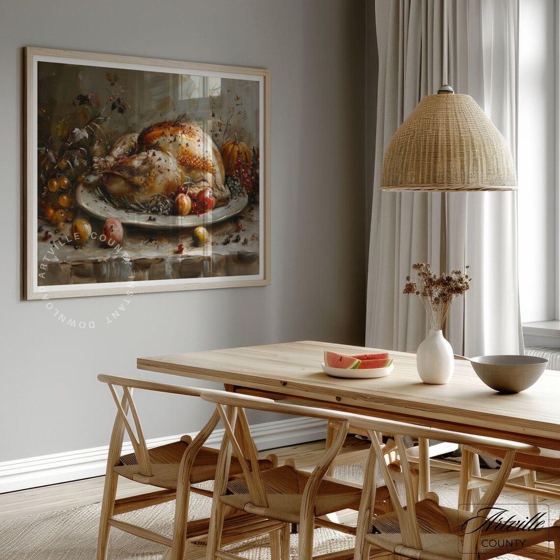 Thanksgiving Harvest Still Life Set of Four Vintage Fall Kitchen Poster - Image 3