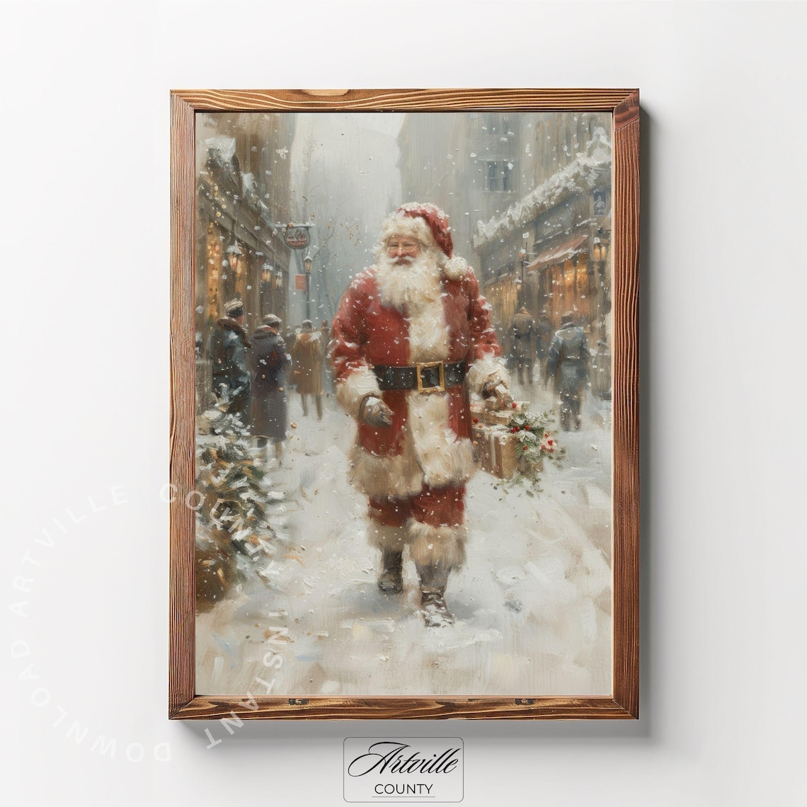 Vintage Santa Gallery Set Nine Christmas Scenes Holiday Poster - Image 2