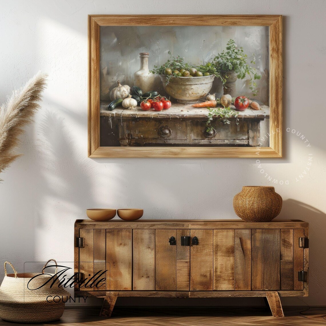 Vegetables Vintage Oil Painting, Rustic Still Life Print - Image 3