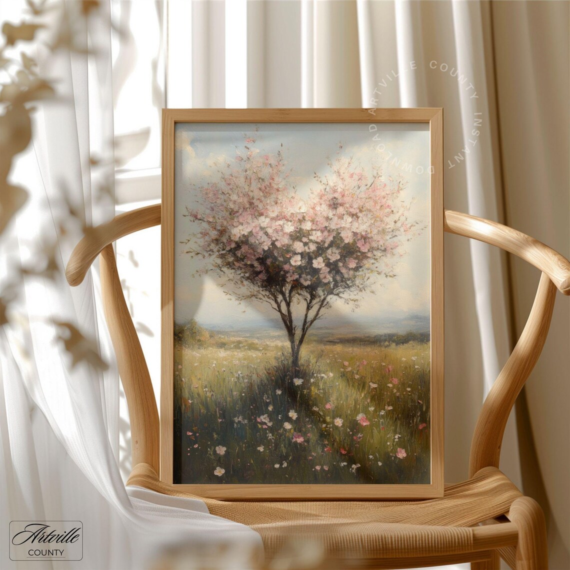Heart Shape Tree Spring Landscape Romantic Art Print - Image 2