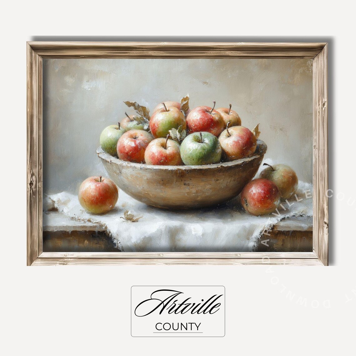 Farmhouse Apples Still Life Art Print, Vintage Kitchen