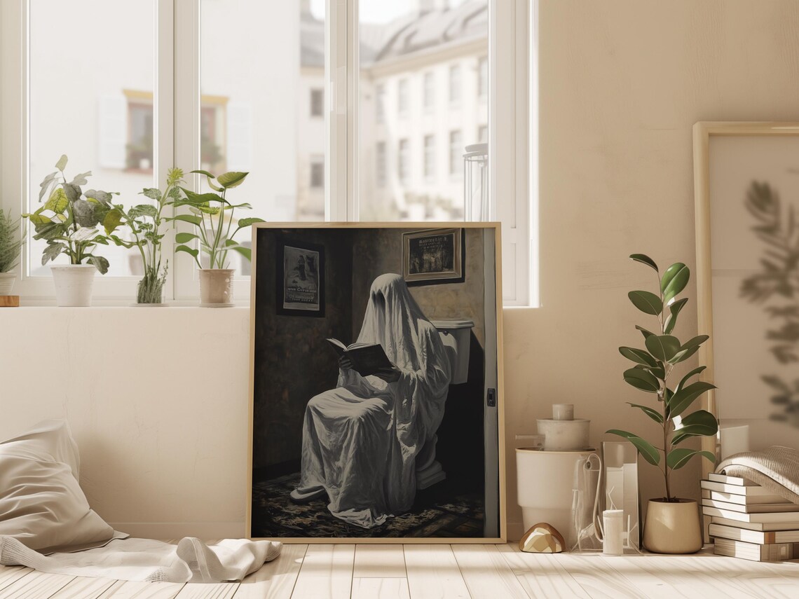 Halloween Bathroom Wall Art, Funny Ghost Print - Image 2