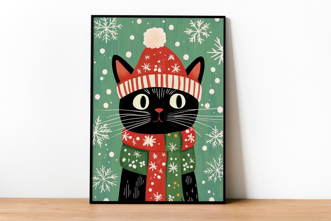 Cat Christmas - Traditional Travel Poster - Image 3