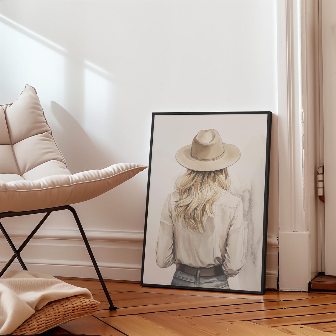 Western Cowgirl Portrait, Minimalist Boho Decor - Image 3