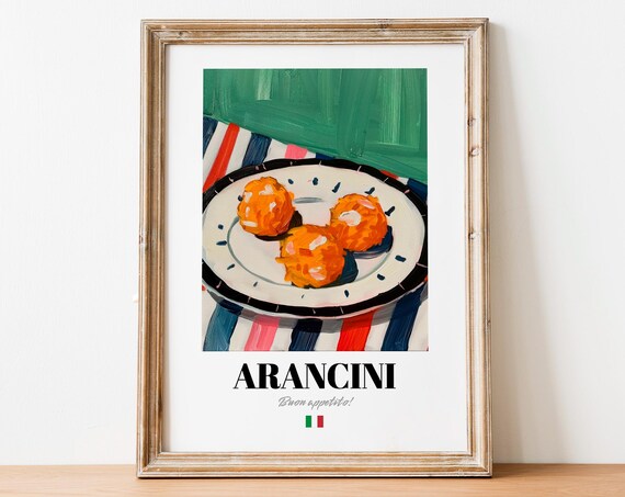 Vintage Arancini Print Poster Italian Snack Art For Kitchens