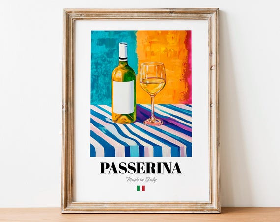 Passerina Italian White Wine Painting Oranges Striped Table Kitchen Poster