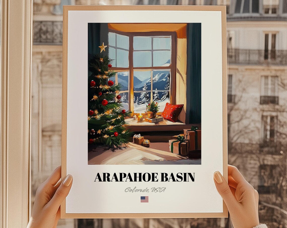 Arapahoe Basin Colorado USA Christmas Cabin Window View Poster