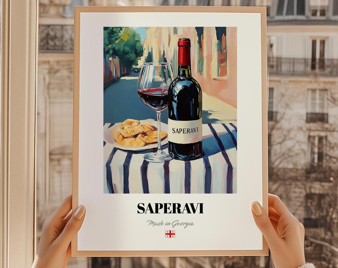 Saperavi Georgian Wine Poster, Kitchen Bar Art Print
