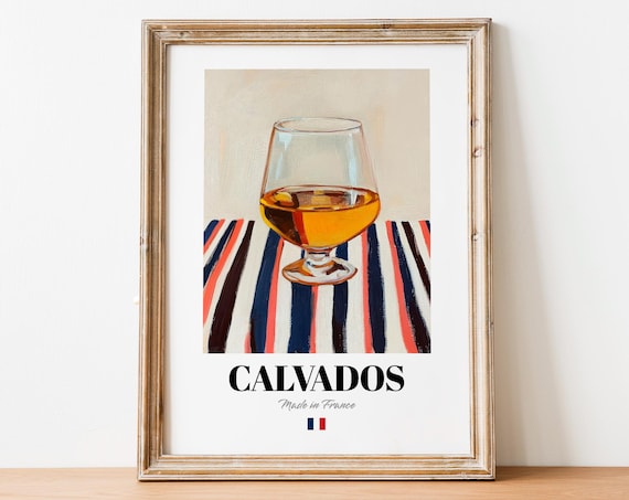 Retro Calvados Bottle Print Poster Boho Spirit Art For Homes And Bars