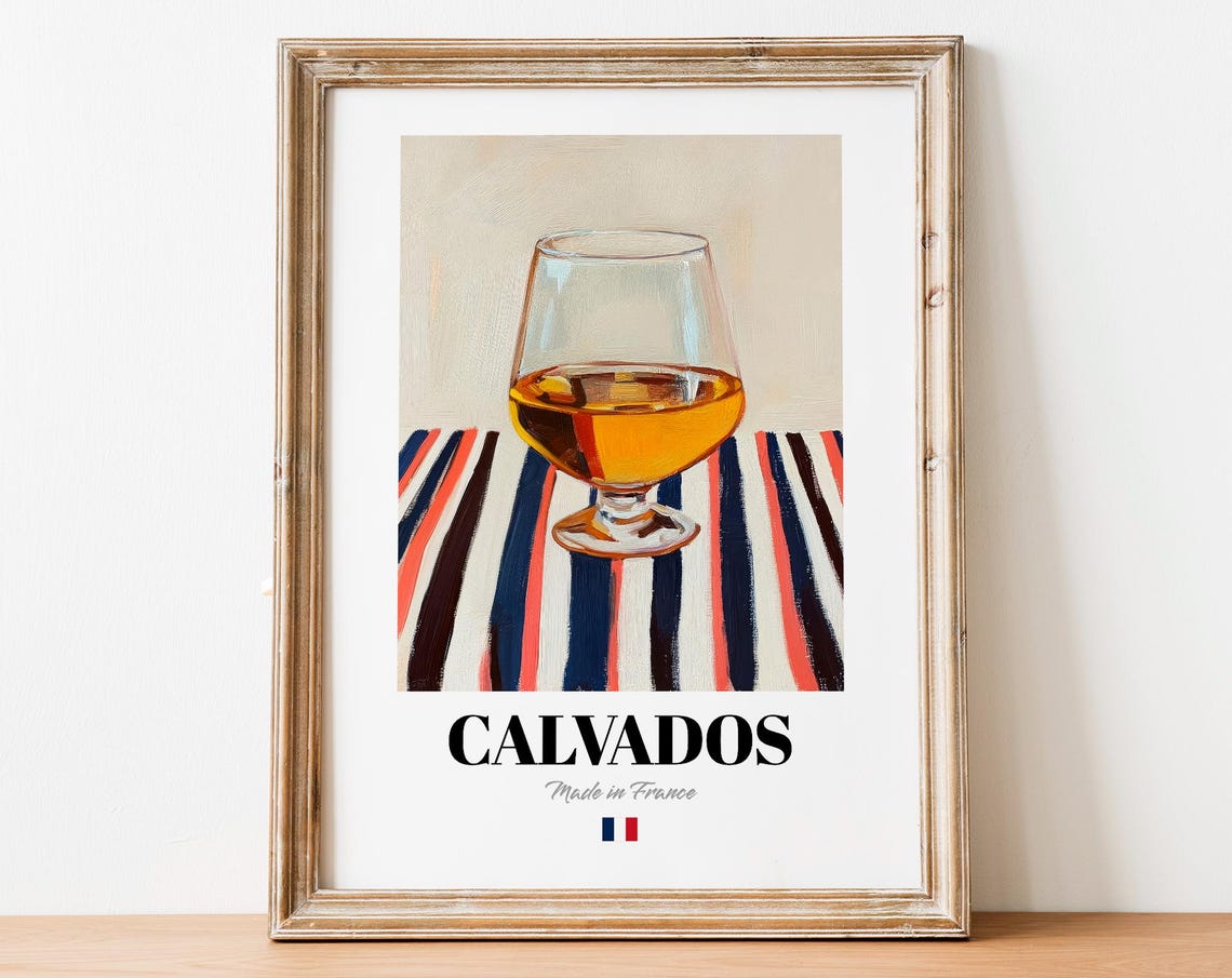 Calvados French Apple Brandy Glass Still Life Bar Art Decor Poster