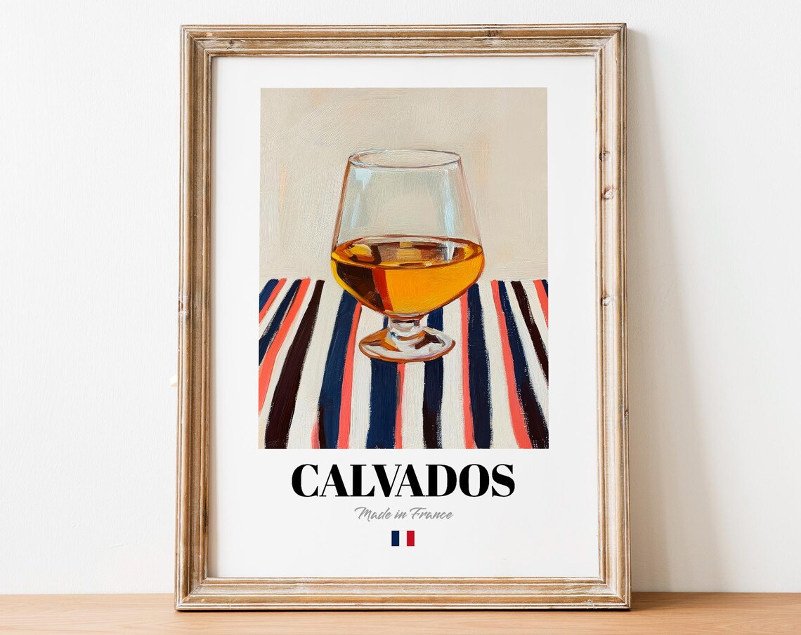 Retro Calvados Bottle Print Poster Boho Spirit Art For Homes And Bars