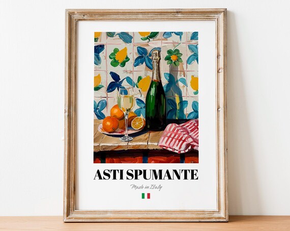 Vintage Asti Spumante Bottle Print Poster Italian Sweet Wine Art For Homes
