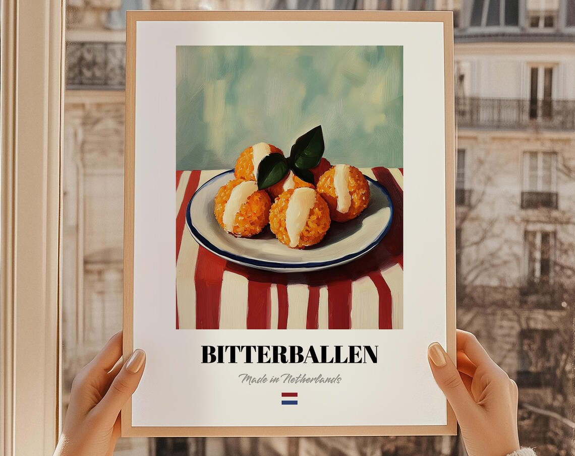 Bitterballen Wall Art Print Poster Dutch Cuisine Fried Snacks Friend Gift Netherlands Restaurant