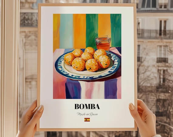 Bomba Spanish Food Print Painting 60th Birthday Gifts Poster Kitchen