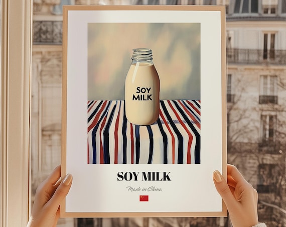 Soy Milk Chinese Beverage Poster Bar Dcor Wall Art China Friend Gift Dining Room