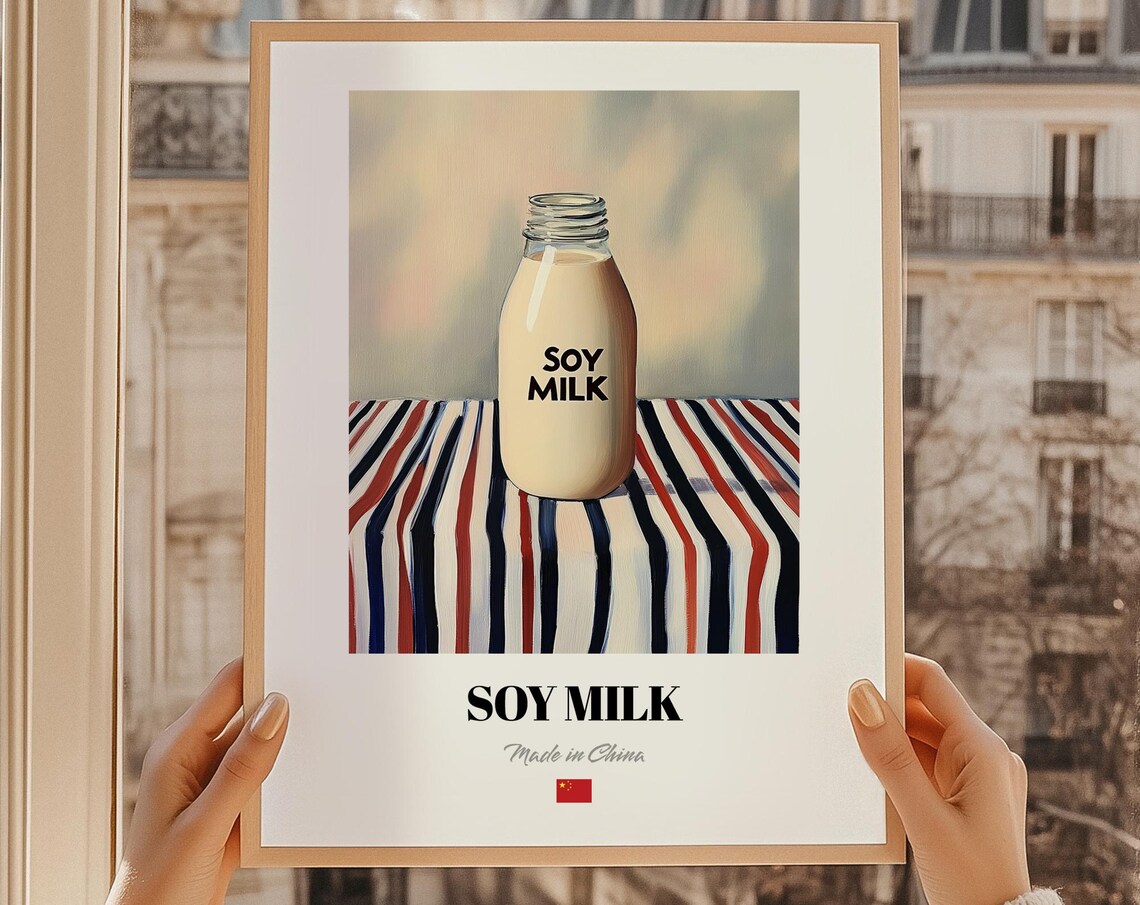 Soy Milk Chinese Beverage Poster Bar Dcor Wall Art China Friend Gift Dining Room