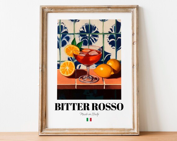 Bitter Rosso Wall Art Print Poster Mixology Artwork For Cocktail Lovers