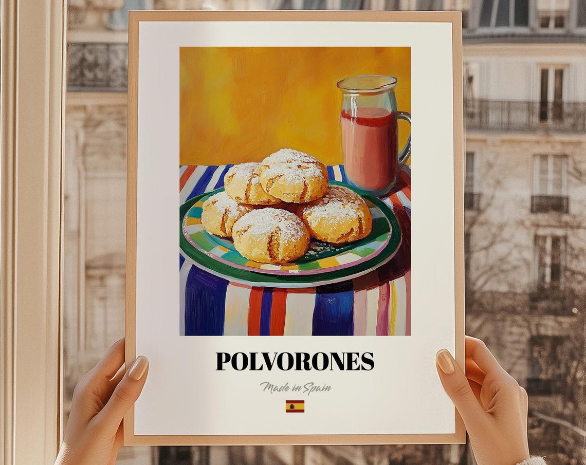 Polvorones Spanish Cookies With Milk Sweet Snack Food Poster