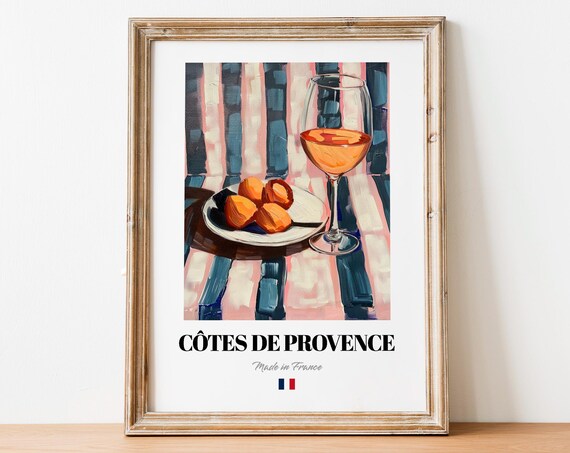 Cotes de Provence Made in France Rose Wine Glass Apricot Still Life Poster