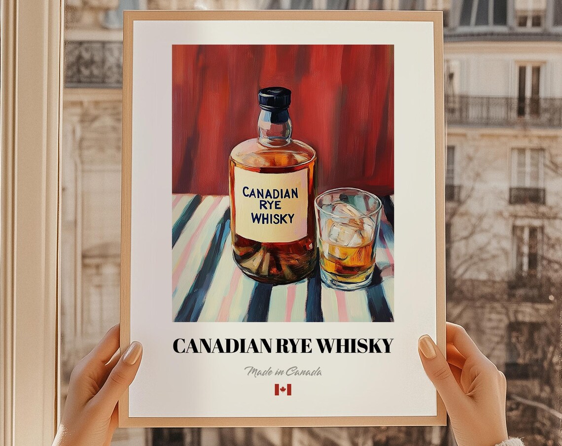Canadian Rye Whisky Coffee Poster Bar Dcor Wall Art Canada Friend Gift Dining Room
