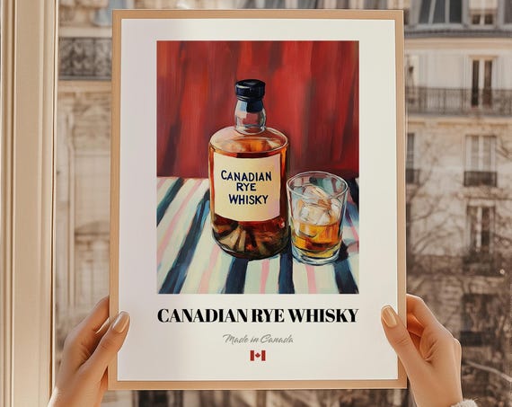 Canadian Rye Whisky Coffee Poster Bar Dcor Wall Art Canada Friend Gift Dining Room