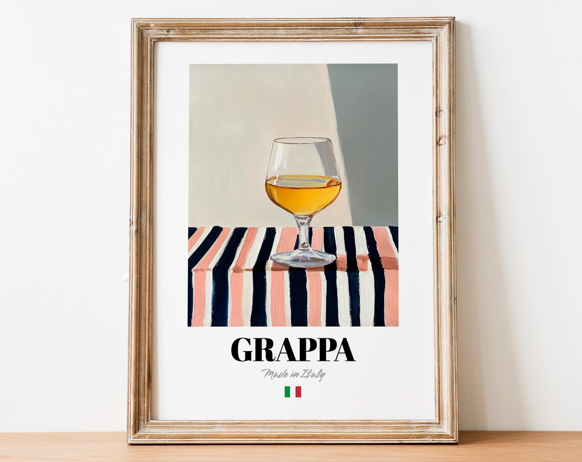 Handdrawn Grappa Print Poster Boho Retro Art For Whimsical Kitchens