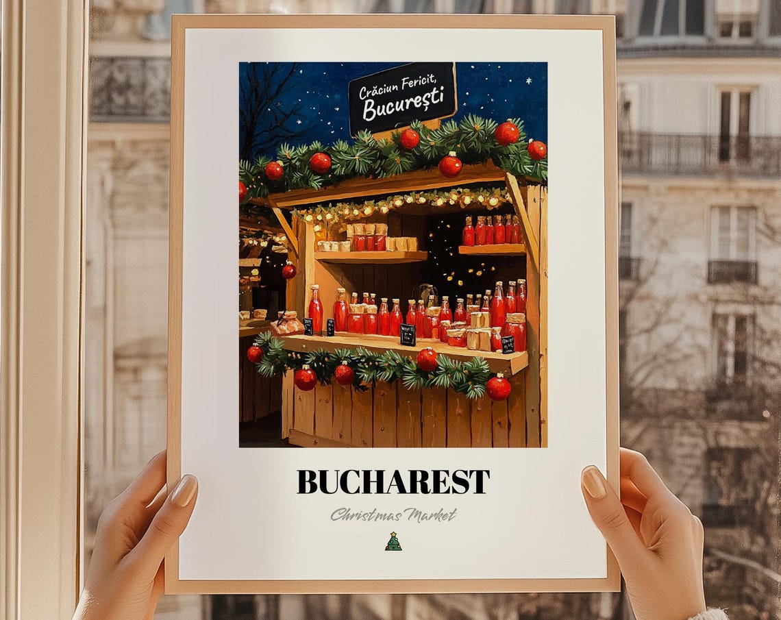 Bucharest Bucureti Romania Christmas Market Wall Dcor Print Poster Cadou De Crciun Fericit