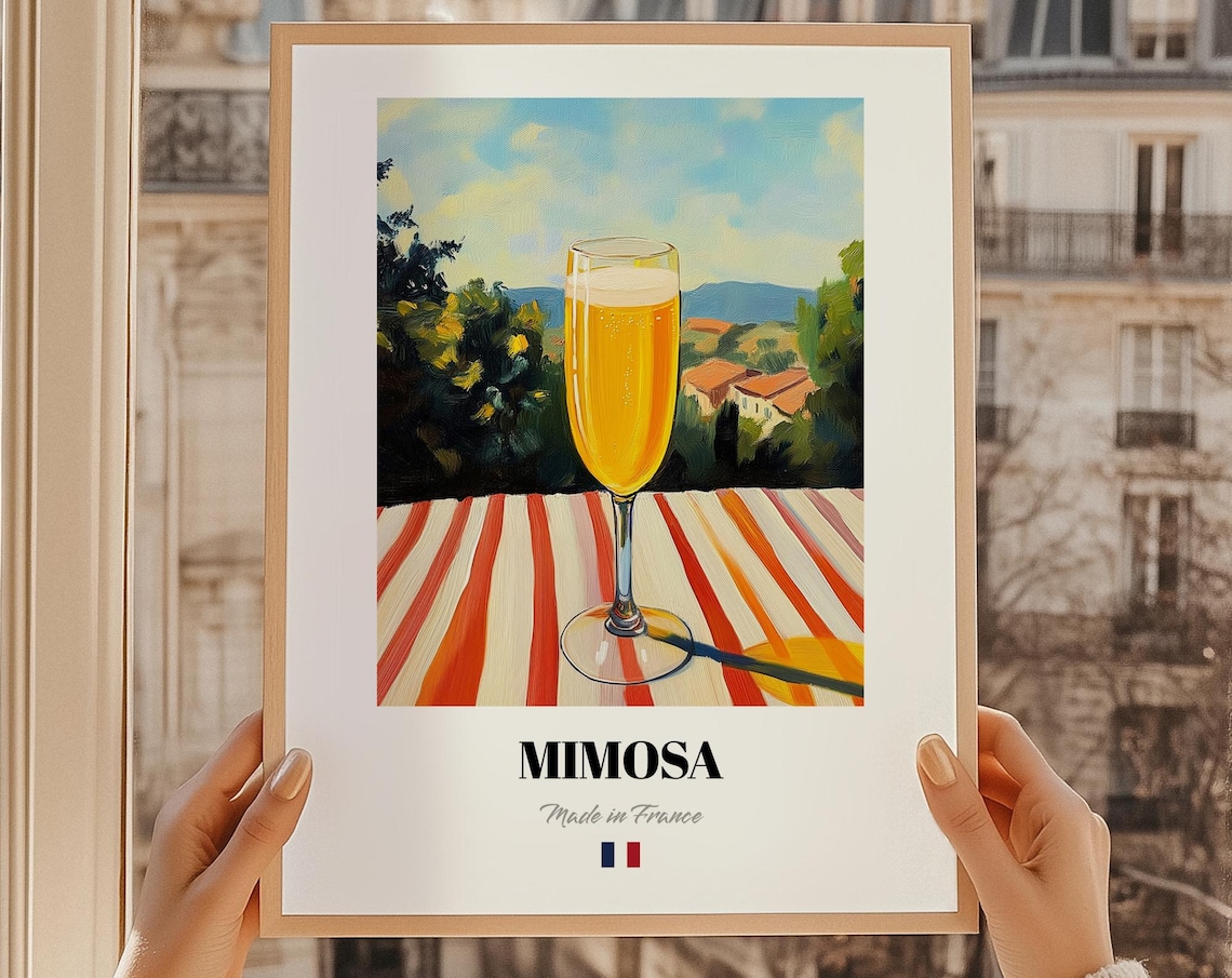 Mimosa Champagne Orange Cocktail Made in France Brunch Bar Poster Art