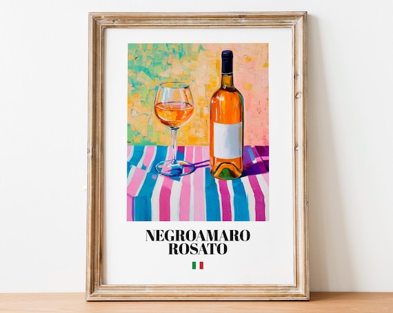 Negroamaro Rosato Italian Rose Wine Painting Colorful Still Life Wall Art
