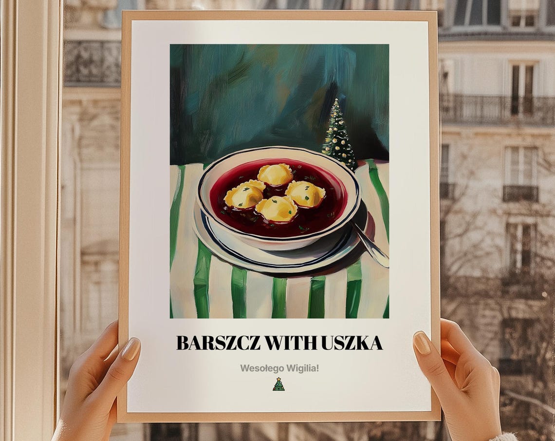 Barszcz With Uszka Christmas Eve Wall Art Polish Food Wesoego Wigilia Gift Oil Painting Print