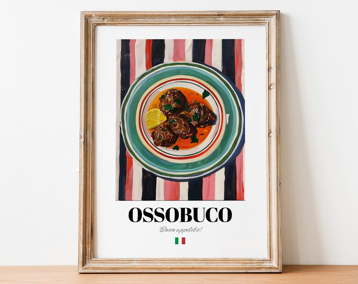 Ossobuco Italian Food Poster Buon Appetito Vintage Kitchen Wall Decor