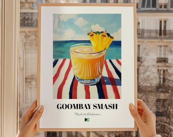 Goombay Smash Bahamas Tropical Cocktail Pineapple Beach Art Poster